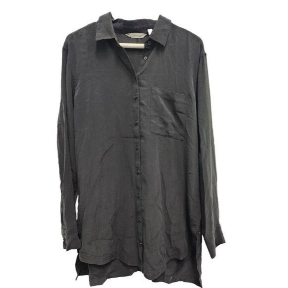 Athleta Black Button-Down Long Sleeve Shirt